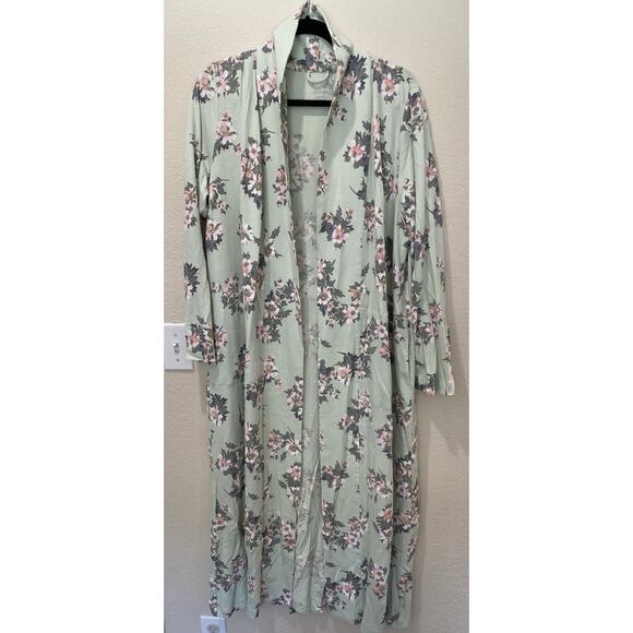 J.Jill Sleep Women’s Green Floral Ultra Soft Shawl - Collar Robe Size L / NWT - Picture 7 of 9
